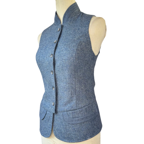 Julian Road Waistcoat India Ladies Tweed Waistcoat -Pale Blue Shetland